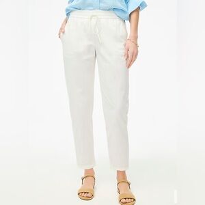 J Crew Factory Linen Blend White Drawstring Pants Women Size 12T NWT